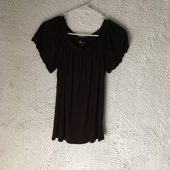 ABStudio blouse brown size small short sleeves - Picture 3 of 5